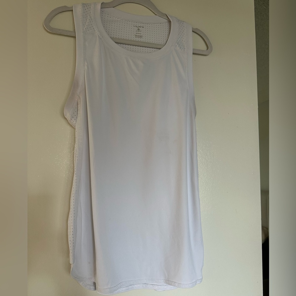Layer 8 White Mesh Racerback Tank | Size XL | Breathable Workout Top